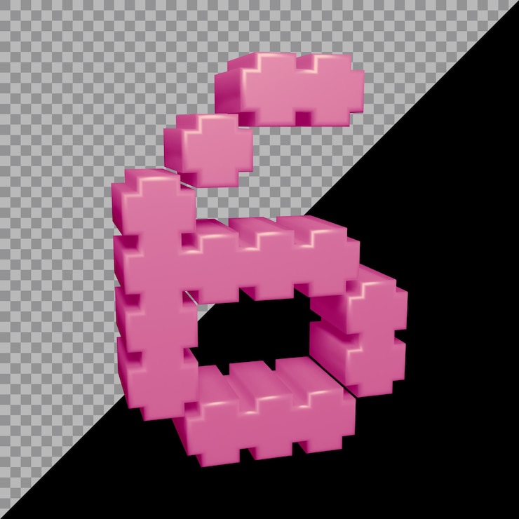 PSD 3d rendering of number 6