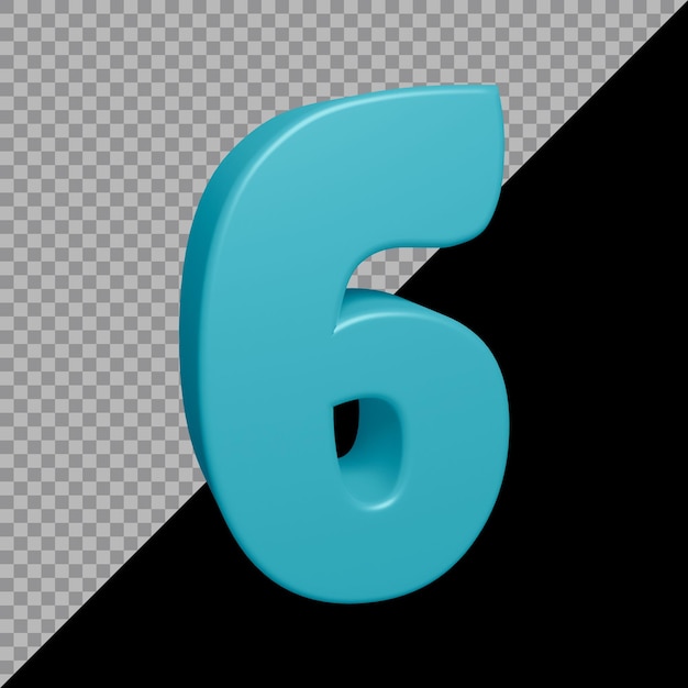 PSD rendering 3d del numero 6