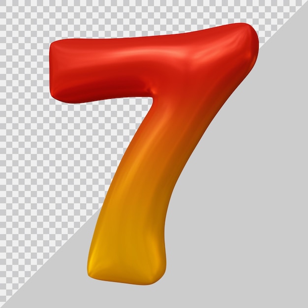3d rendering of number 7 balloon