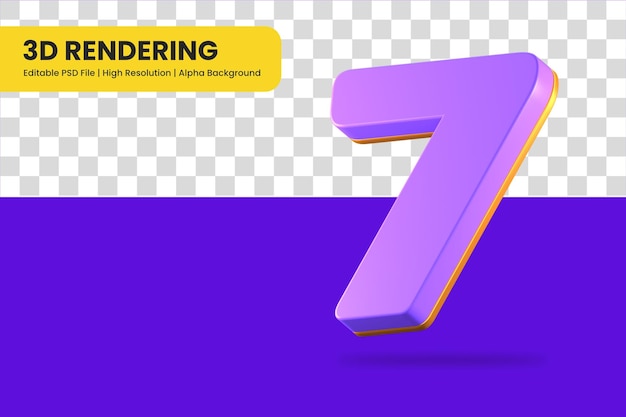 PSD 3d rendering number 7 isolated