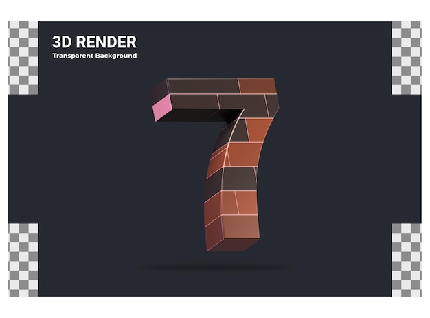 Rendering 3d numero 7 isolato