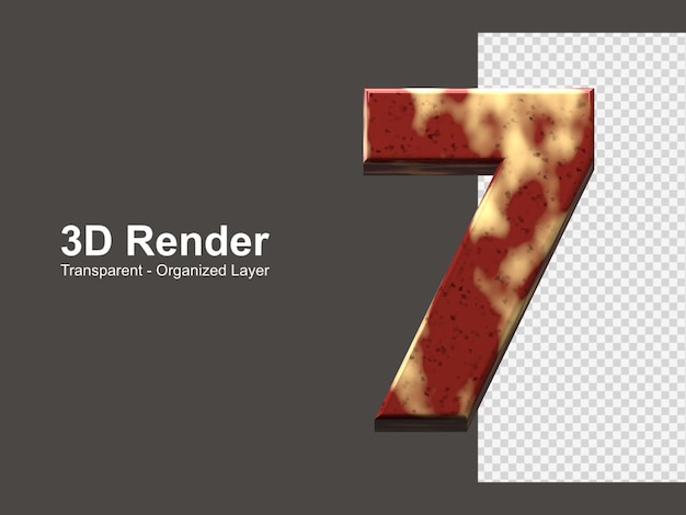 3d rendering number 7 isolated