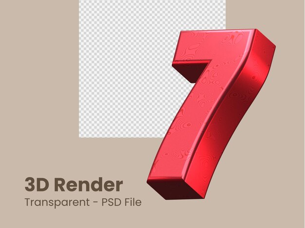 PSD 3d rendering number 7 isolated