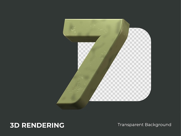 Rendering 3d numero 7 isolato