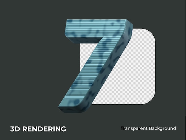 Rendering 3d numero 7 isolato