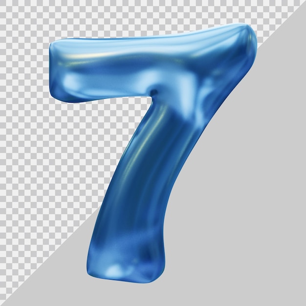 3d rendering of number 7 with modern style