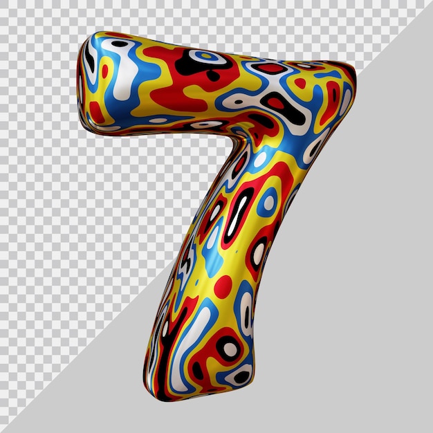 3d rendering of number 7 with modern style