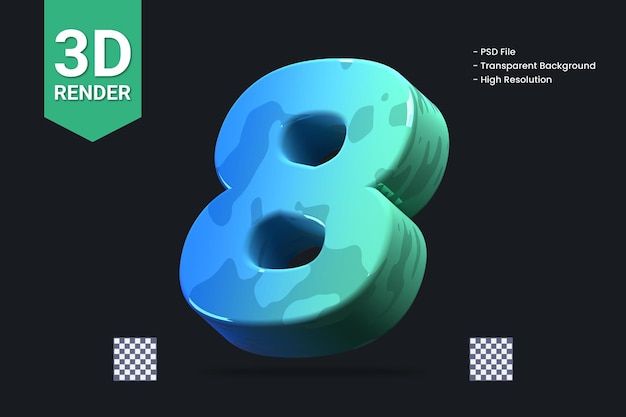 3d rendering number 8 isolated