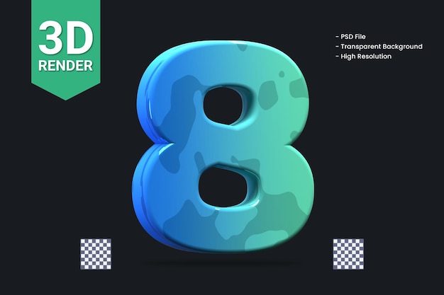 3d rendering number 8 isolated