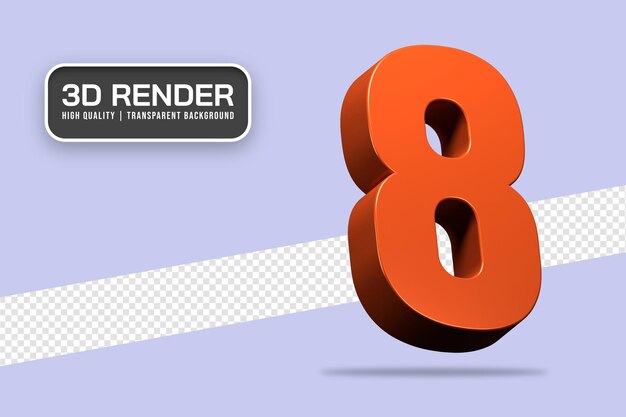 PSD 3d rendering number 8 isolated