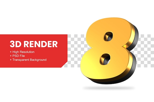 Premium PSD  3d rendering number 8 isolated