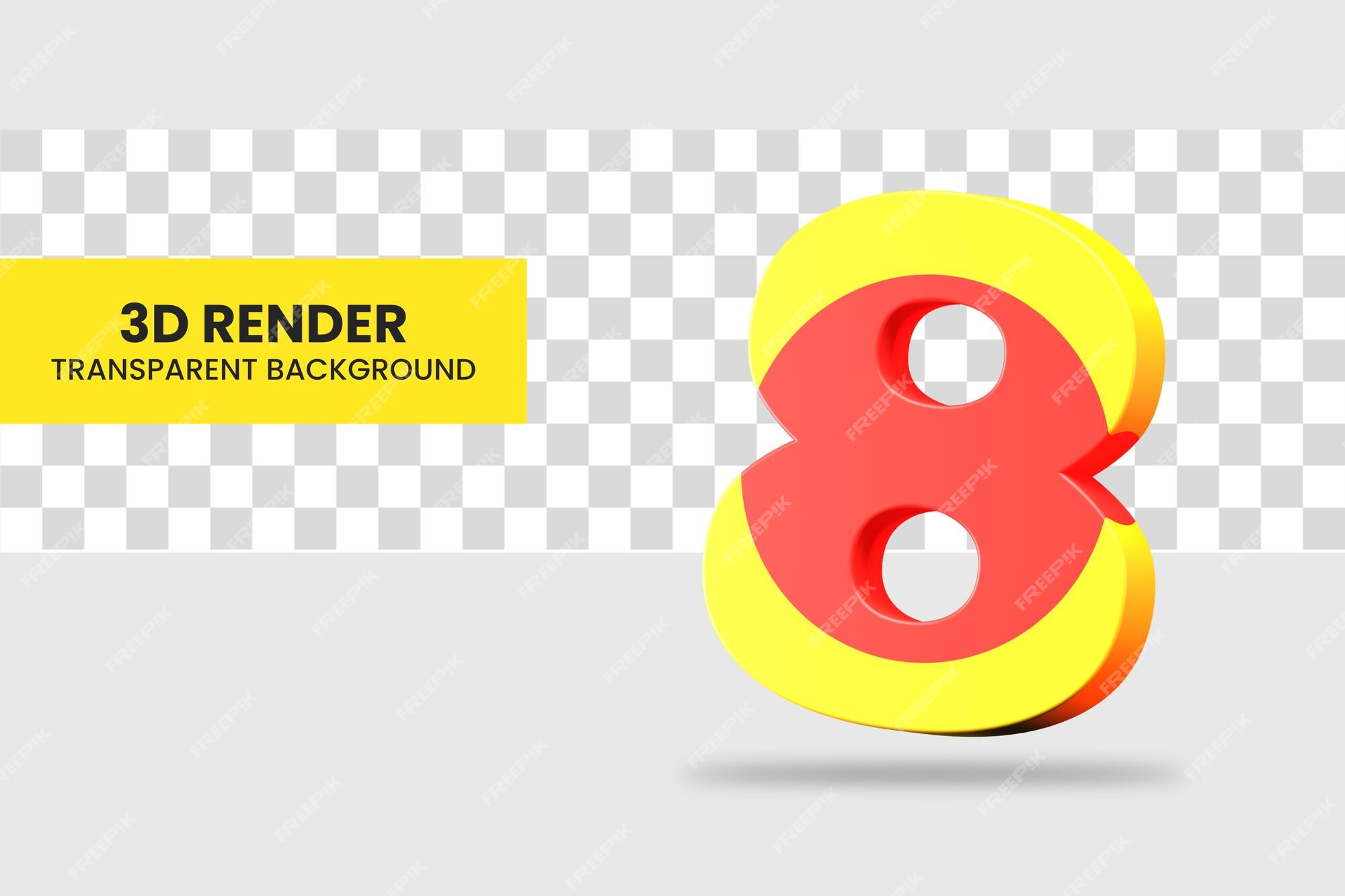 Premium PSD  3d rendering number 8 isolated