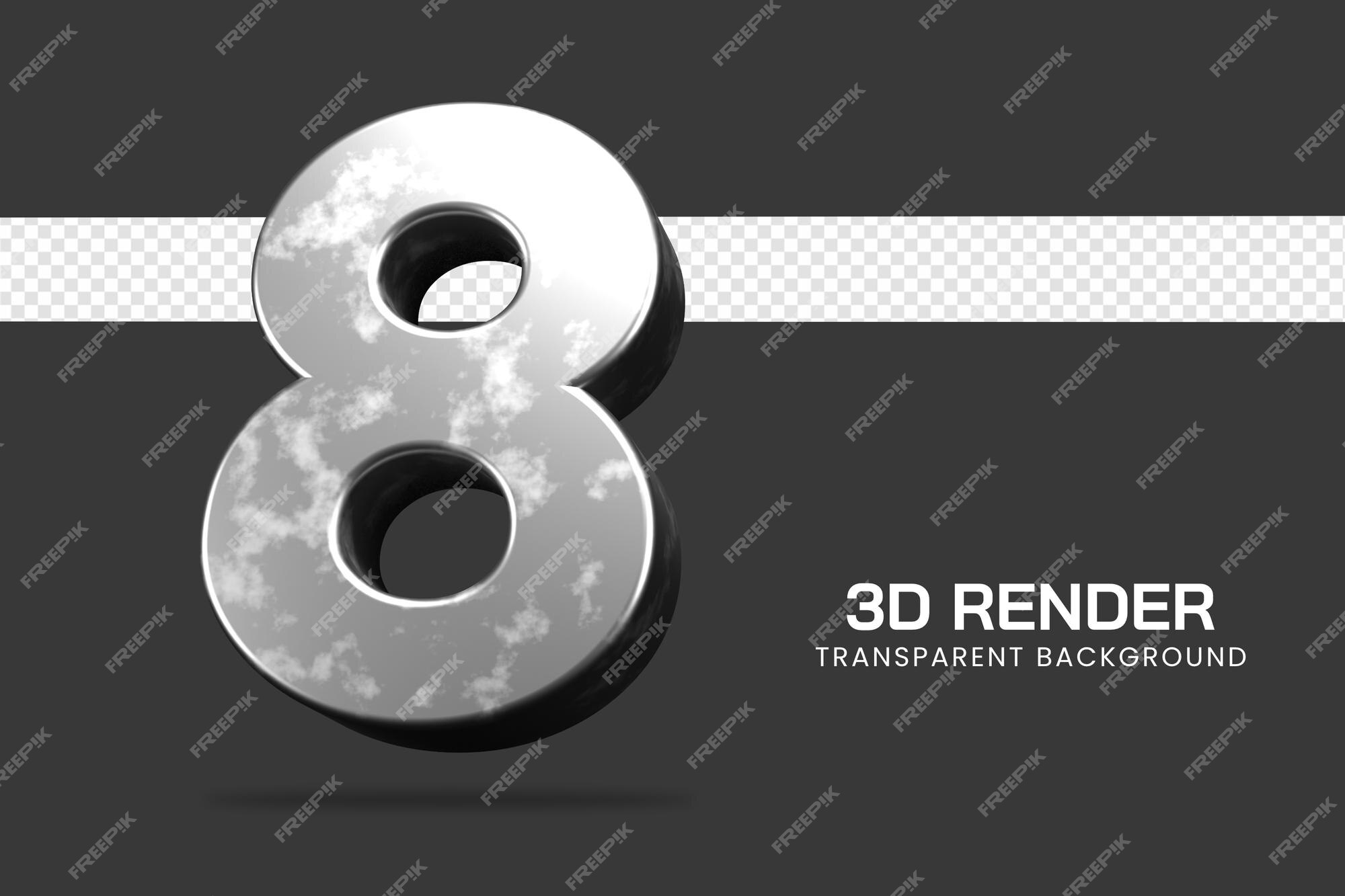 Premium PSD  3d rendering number 8 isolated