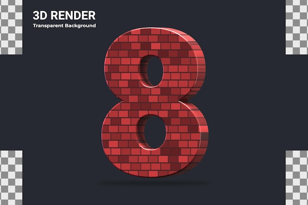 PSD 3d rendering number 8 isolated