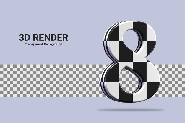 Premium PSD  3d rendering number 8 isolated