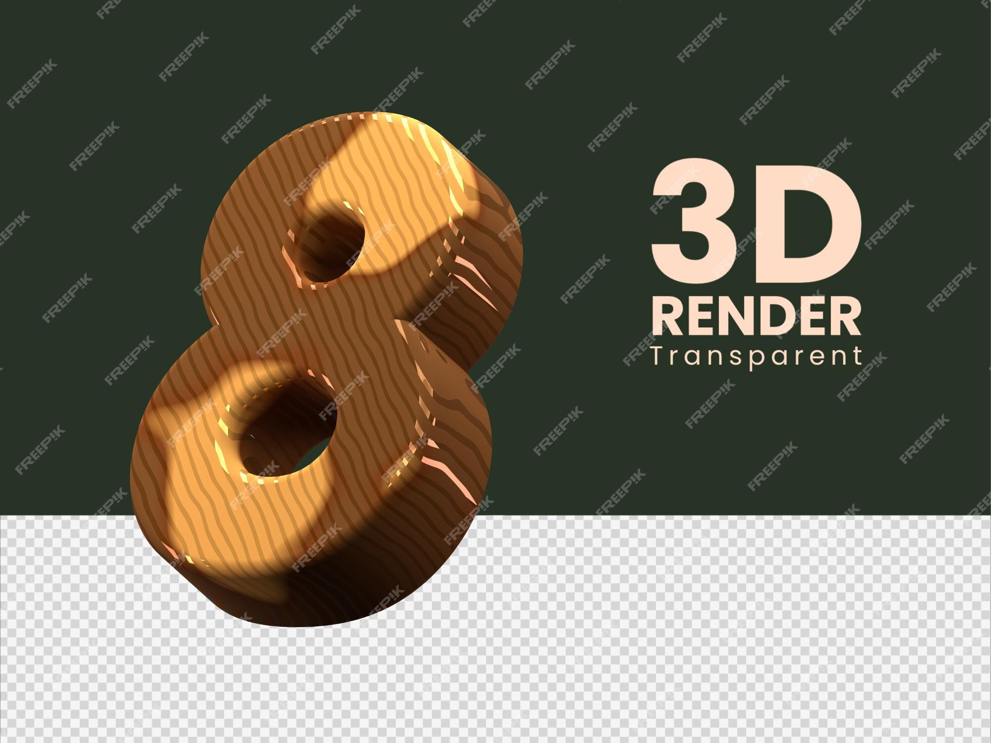 Premium PSD  3d rendering number 8 isolated