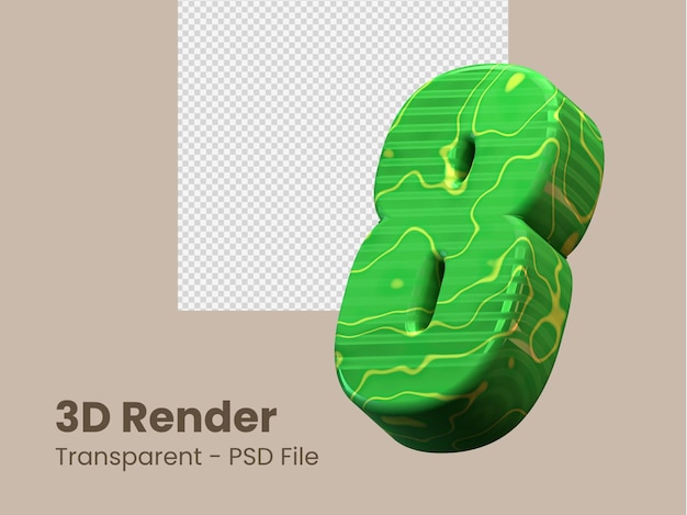 PSD 3d rendering number 8 isolated