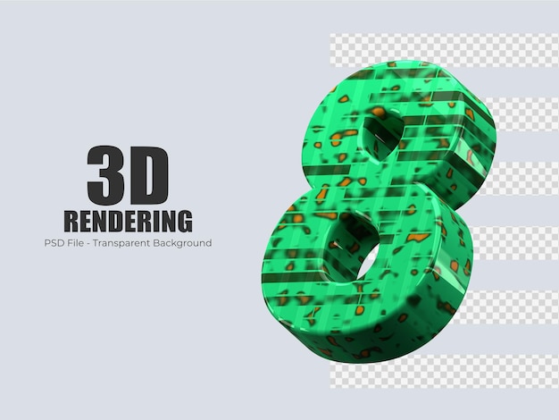 Rendering 3d numero 8 isolato