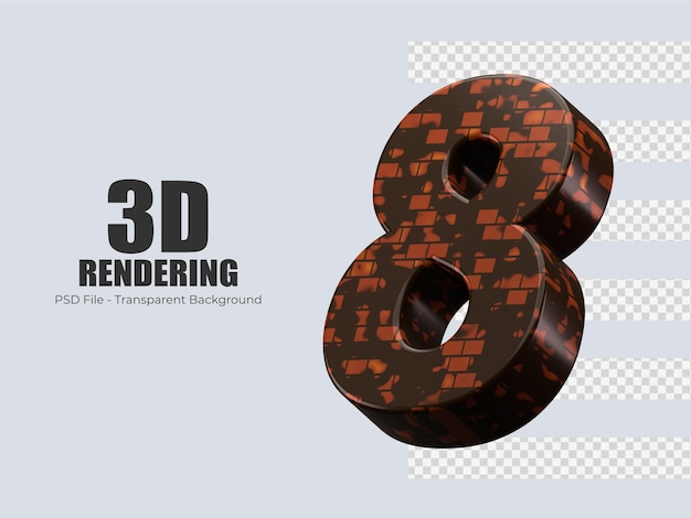 PSD 3d рендеринг номер 8 изолированные