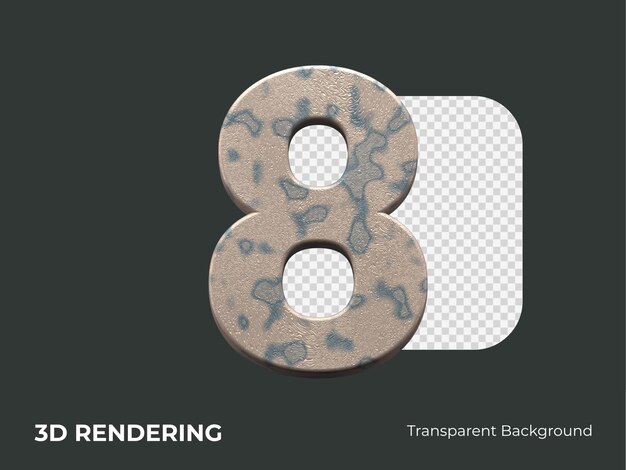 Rendering 3d numero 8 isolato