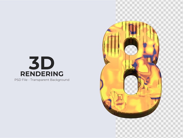 Rendering 3d numero 8 isolato