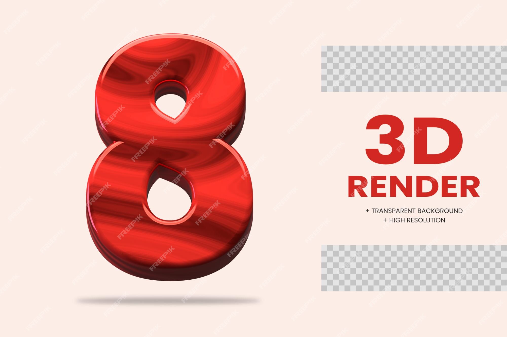 Premium PSD  3d rendering number 8 isolated