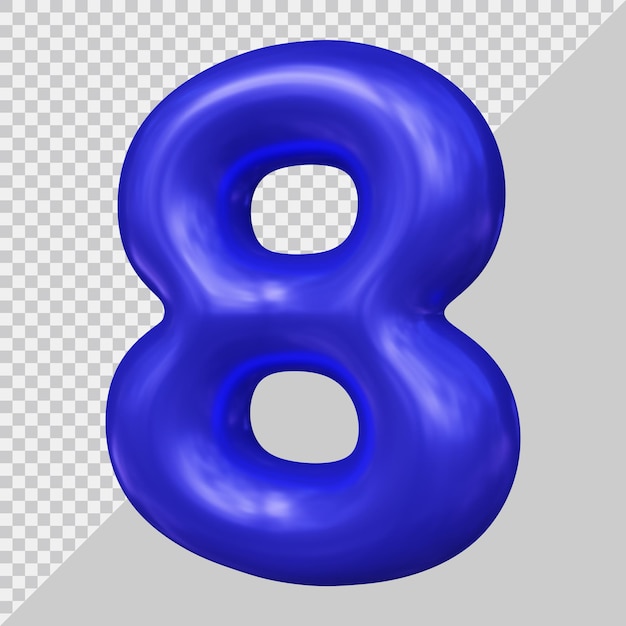 3d rendering of number 8 with modern style