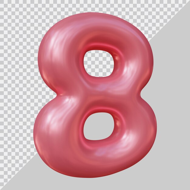 3d rendering of number 8 with modern style