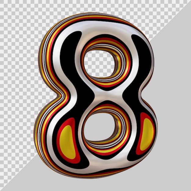 PSD 3d rendering of number 8 with modern style