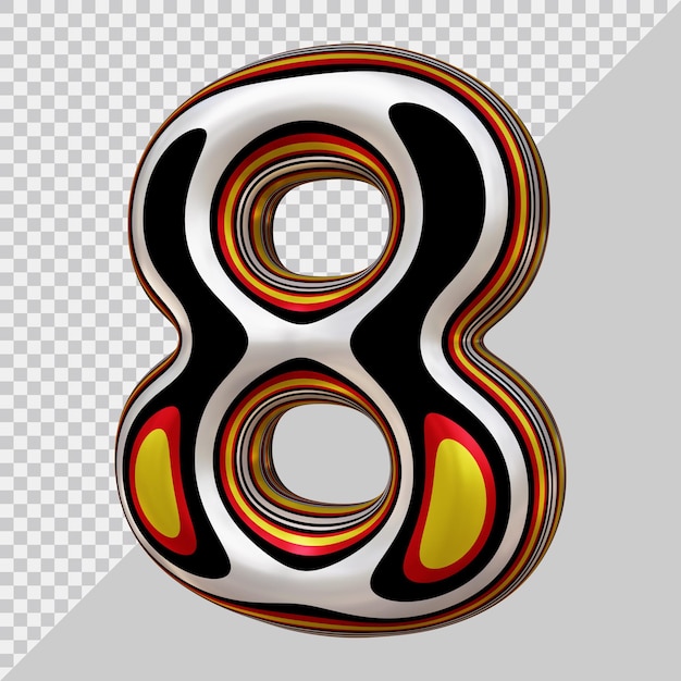 3d rendering of number 8 with modern style