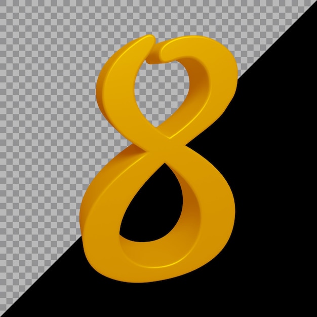 PSD rendering 3d del numero 8