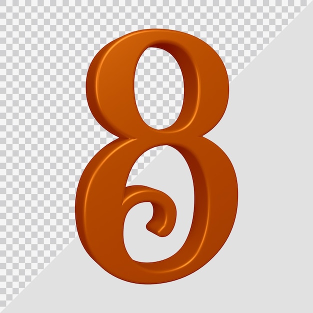 PSD 3d rendering of number 8