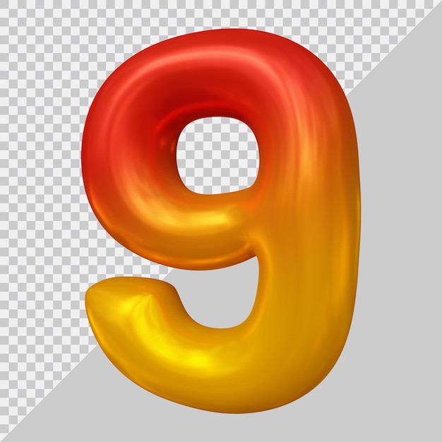 3d rendering of number 9 balloon