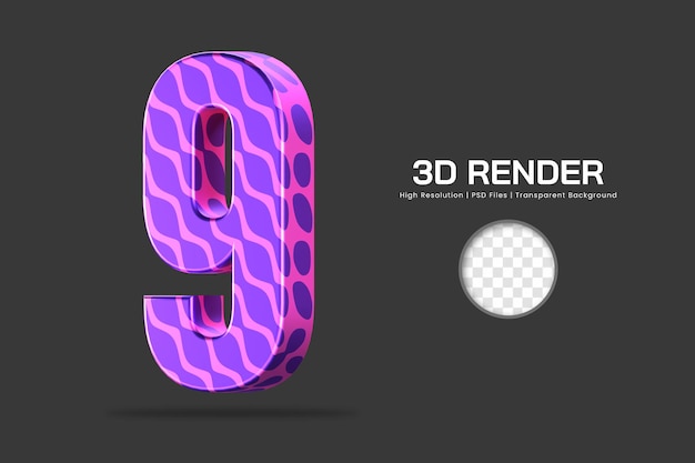 3d rendering number 9 isolated
