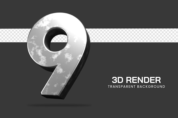 3d rendering number 9 isolated