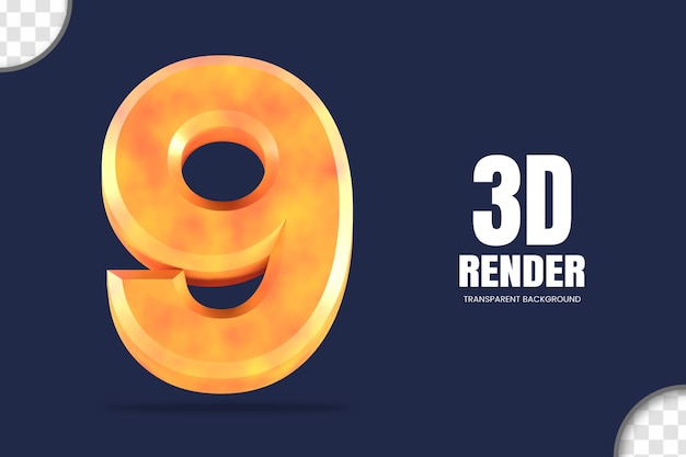 3d rendering number 9 isolated