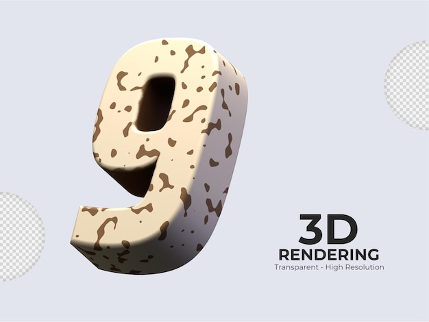 3D рендеринг номер 9 изолированные