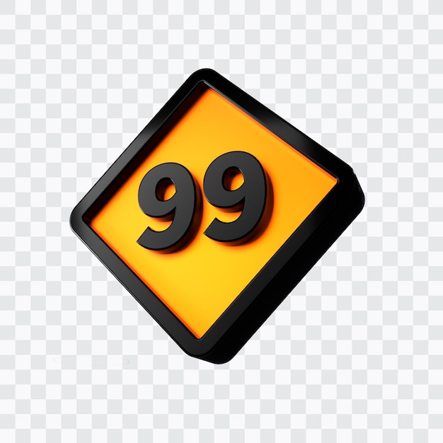 PSD 3d rendering of number 99