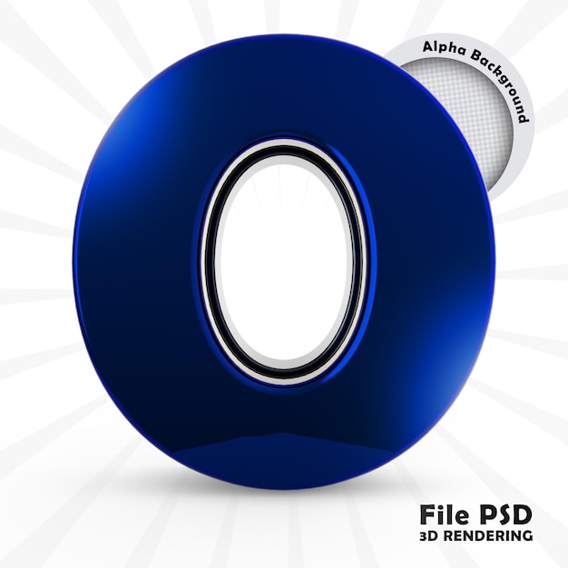 PSD rendering 3d di un numero blue
