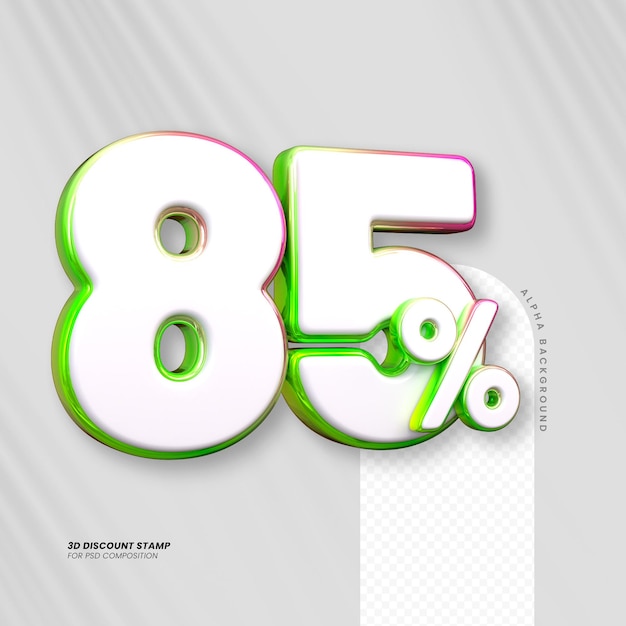 PSD 3d rendering number concept sale promotion 85 procent dla kompozycji