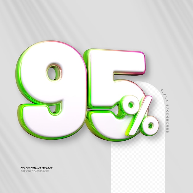 3D Rendering Number Concept Sale Promotion 95 procent dla kompozycji