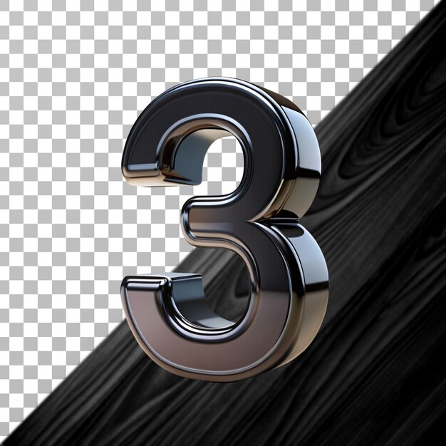 3d rendering number of 3 isolated on transparent background