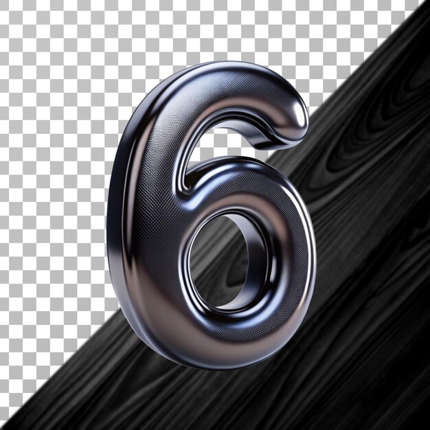 3d rendering number of 6 isolated on transparent background