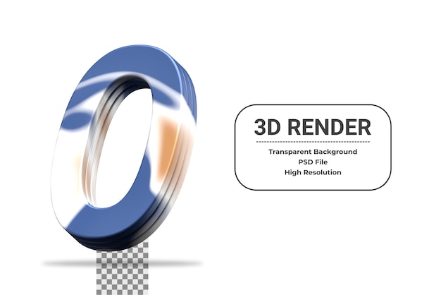 PSD 3d-rendering nummer 0 geïsoleerd