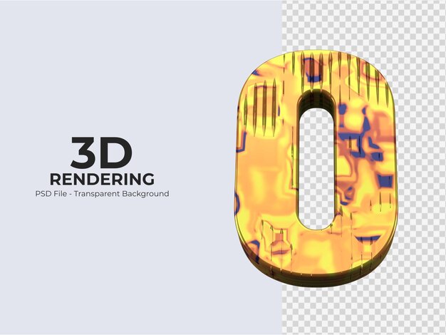 PSD 3d-rendering nummer 0 geïsoleerd