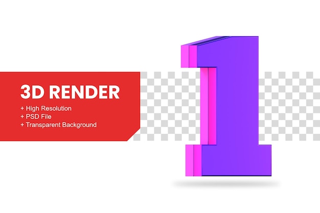 3D-rendering nummer 1 geïsoleerd