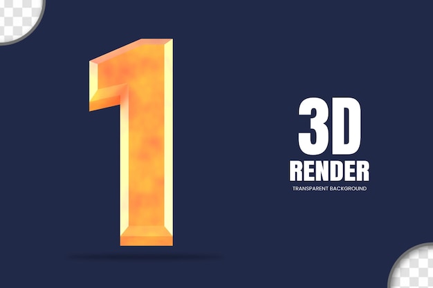 PSD 3d-rendering nummer 1 geïsoleerd