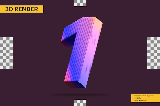 3D-rendering nummer 1 geïsoleerd