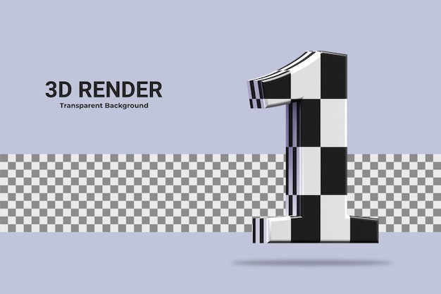 PSD 3d-rendering nummer 1 geïsoleerd