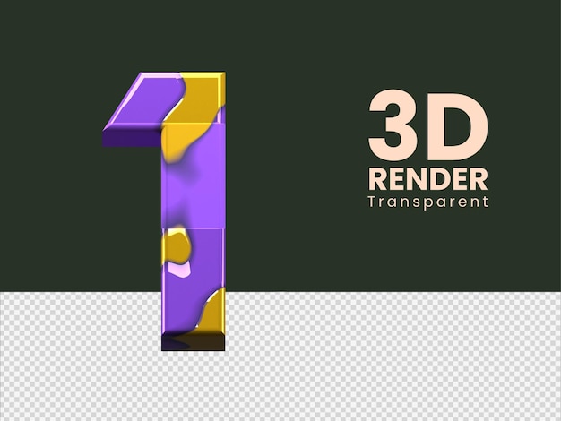 PSD 3d-rendering nummer 1 geïsoleerd